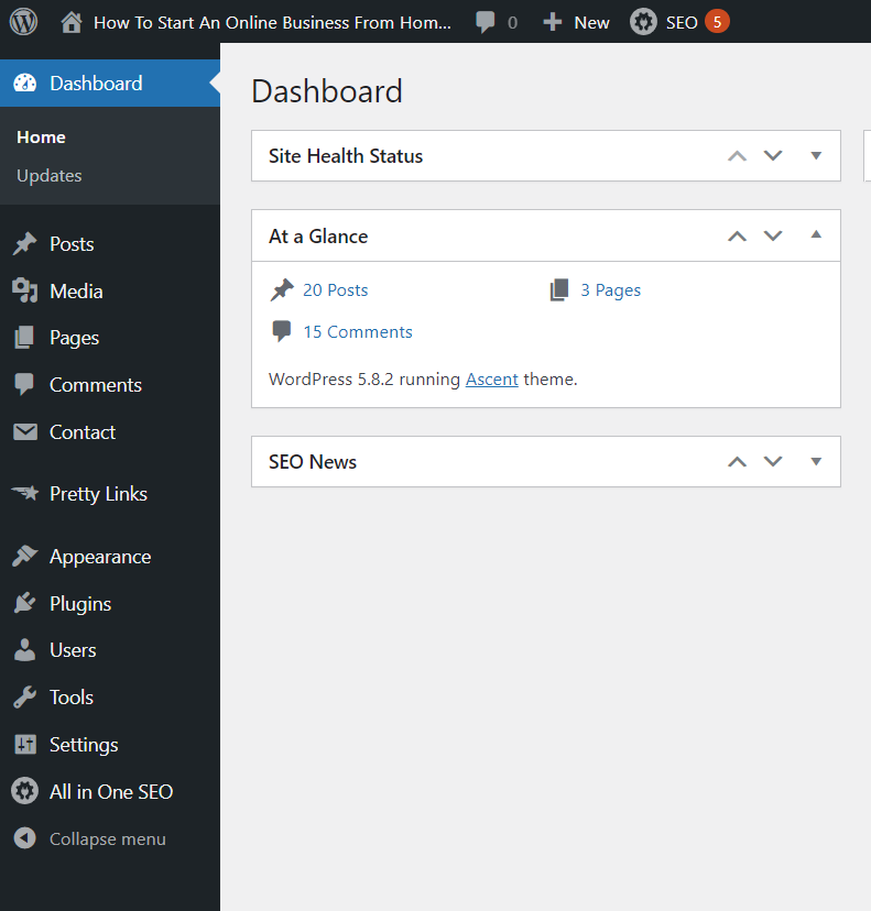 Wordpress Dashboard 