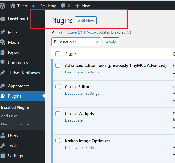 Adding A WordPress Plugins 