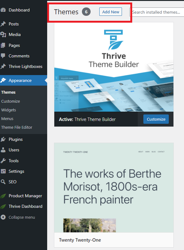 Adding A WordPress Theme 