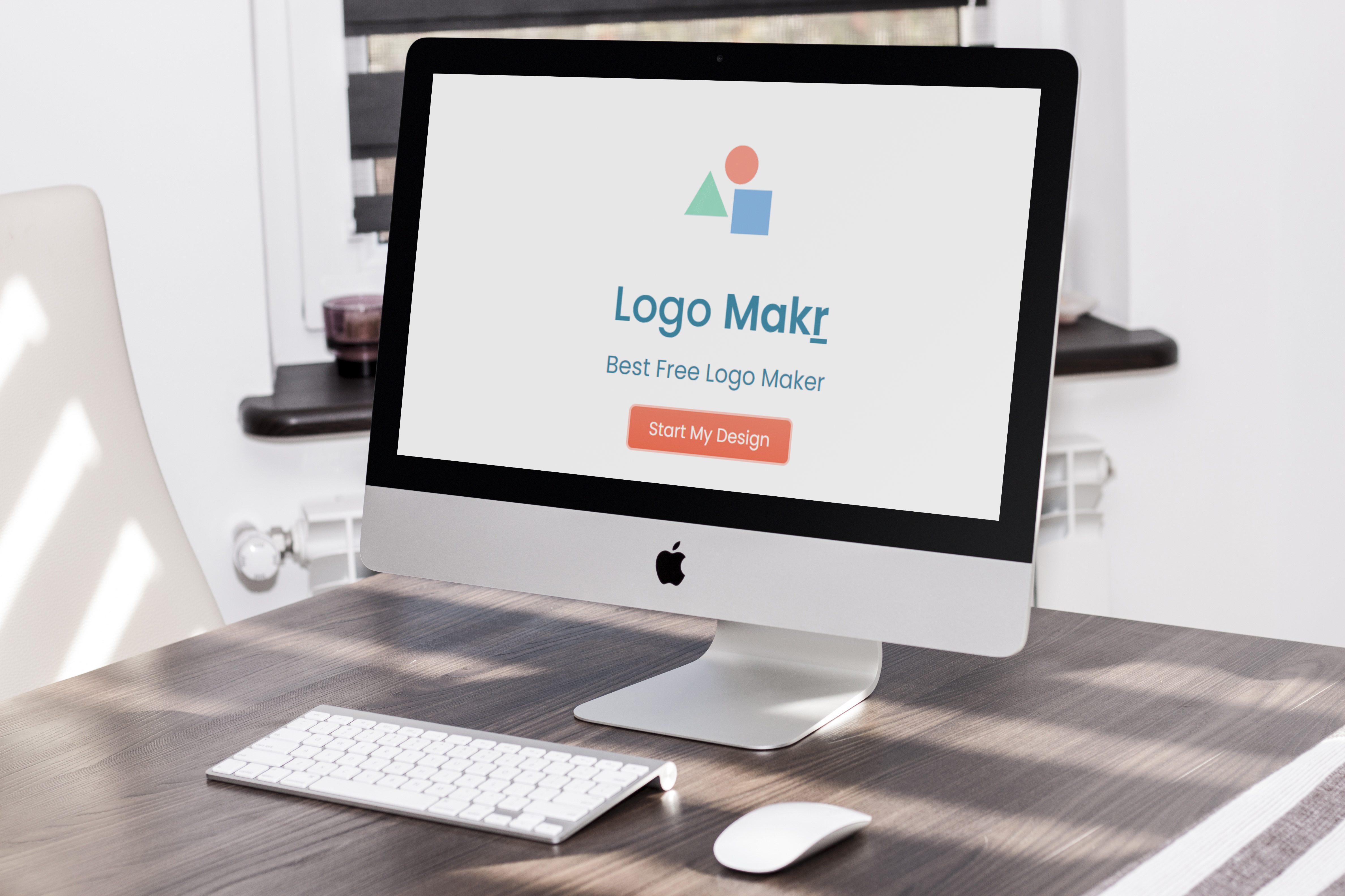 iMac on table Logo Makr