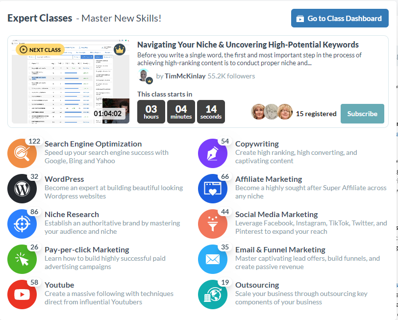 Expert Classes 
