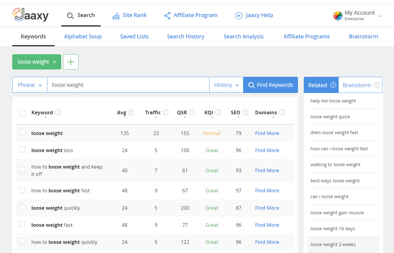 Jaaxy Keyword Research Tool 