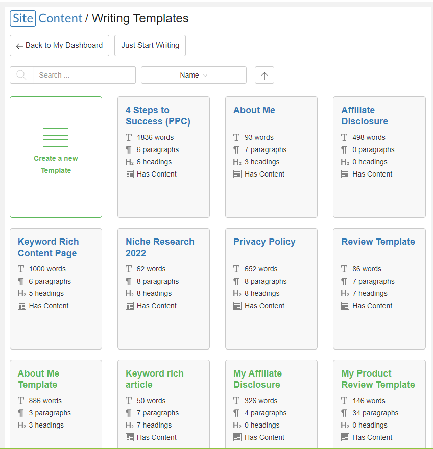 Content Creating Templates 