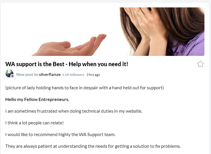 Wealthy Affiliate Support 